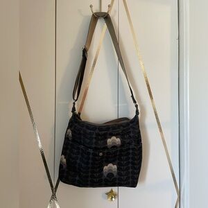 Orla Kiely Black Floral-Pattern Shoulder Bag